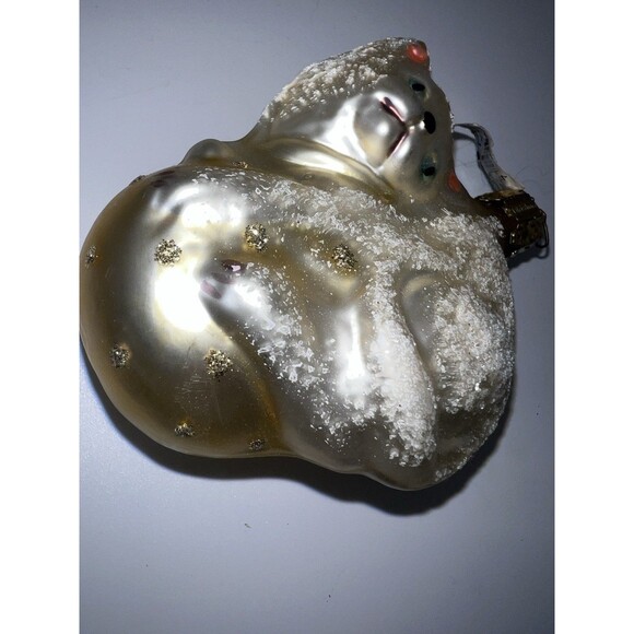 Midwest Blown Glass Christmas Ornament White Kitty Curled Up - Picture 2 of 7